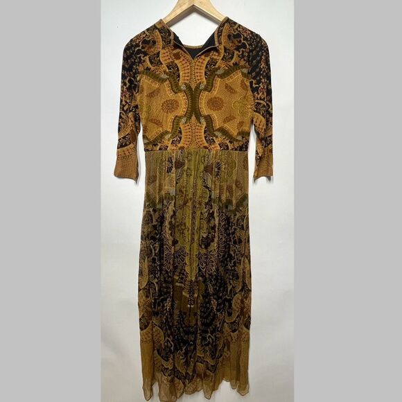 Label Ritu Kumar Gold Full Sleeves Long Fairy Dress M - Picture 10 of 12